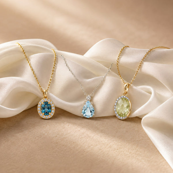 Gold chains with gemstones