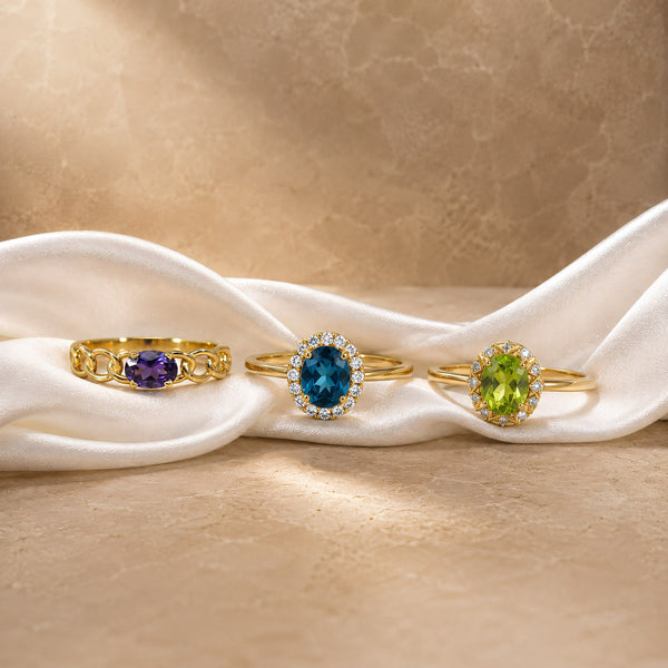 Gold rings with gemstones