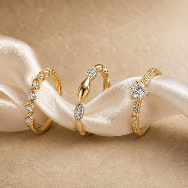 Gold rings with diamonds