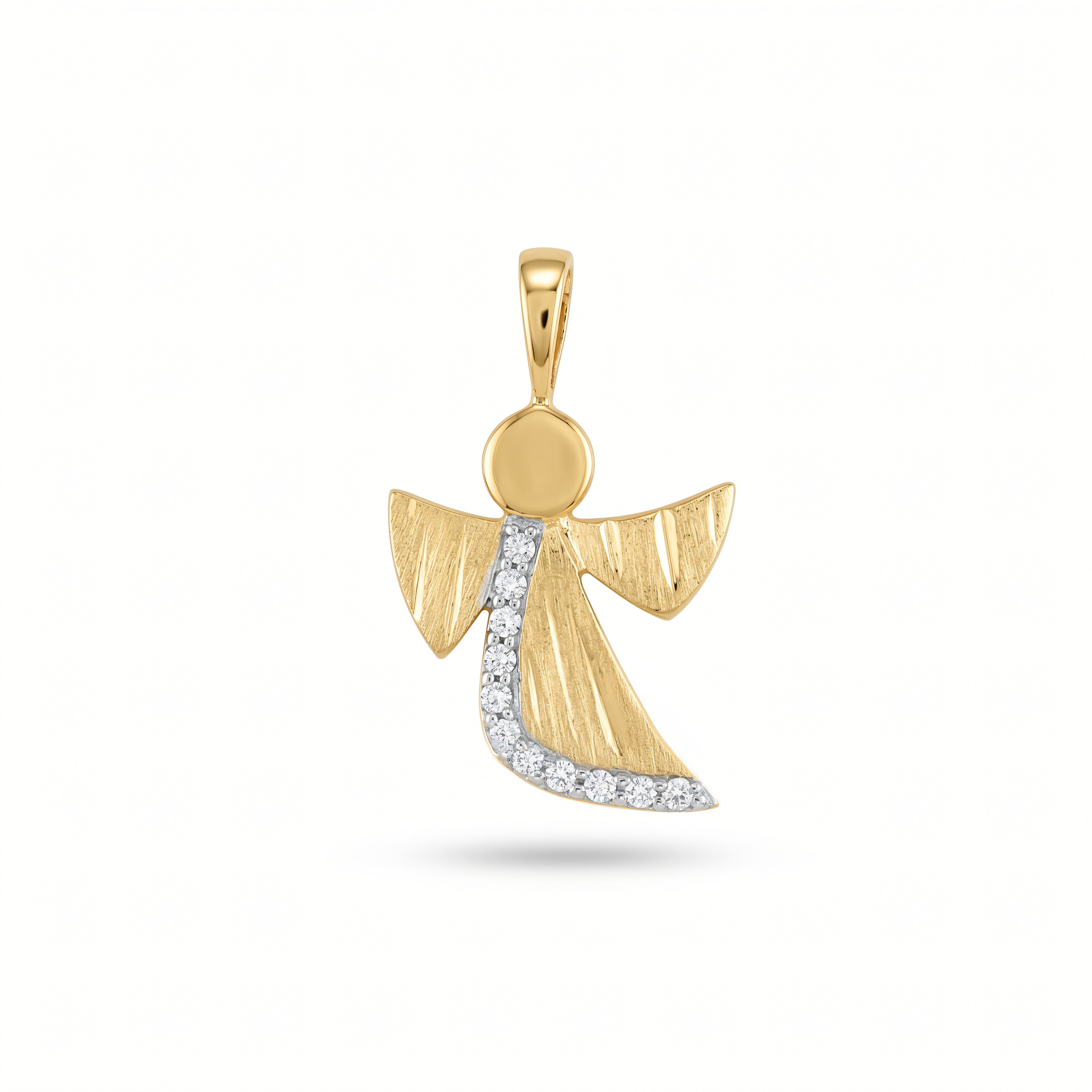Anhänger 585 Gelbgold grosser Engel mit Zirkonia – Splendido – product photo
