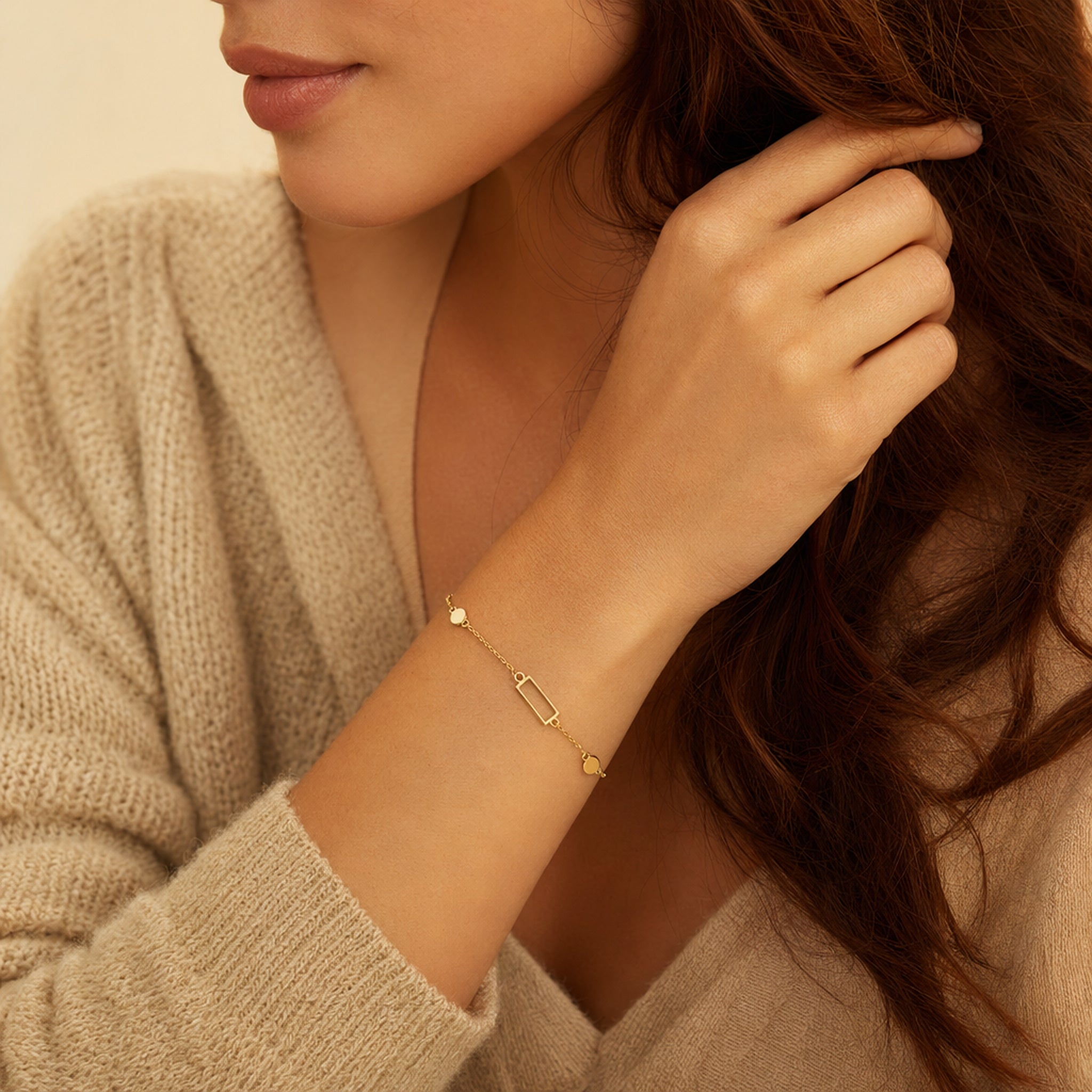 Armband 585 Gelbgold rechteckige Elemente – Splendido – na nadgarstku