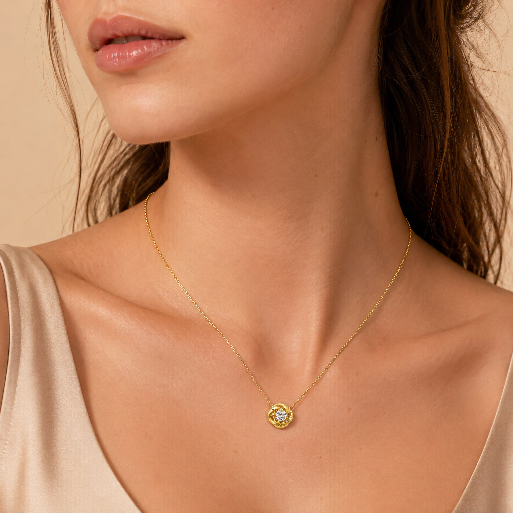 Halskette 585 Gelbgold Zirkonia offener Tropfenanhänger | Splendido Schmuck