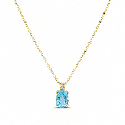 Collier 585 Gelbgold Topas-Anhänger mit Zirkonia – Splendido – photo produit