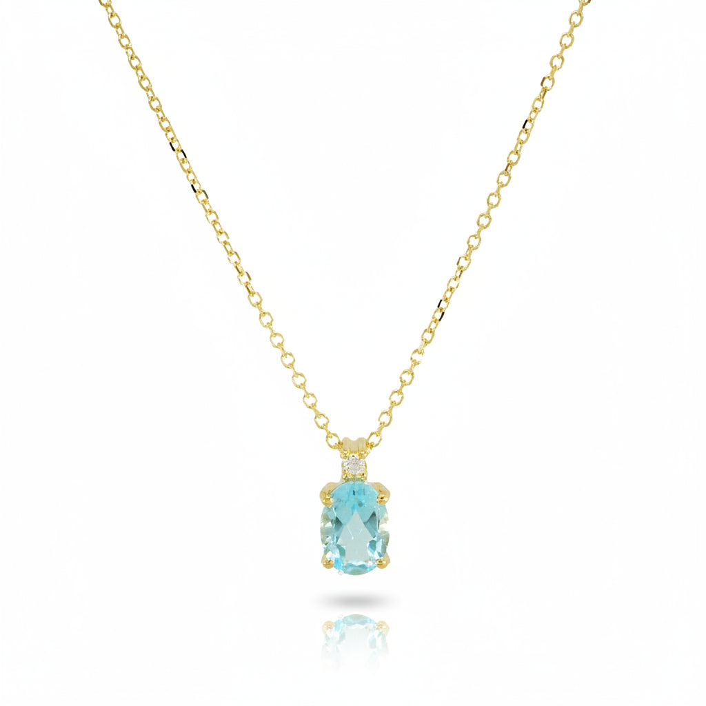 Collier 585 Gelbgold Topas-Anhänger mit Zirkonia – Splendido – product photo