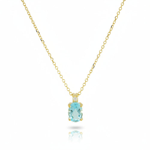 Collier 585 Gelbgold Topas-Anhänger mit Zirkonia – Splendido – productfoto