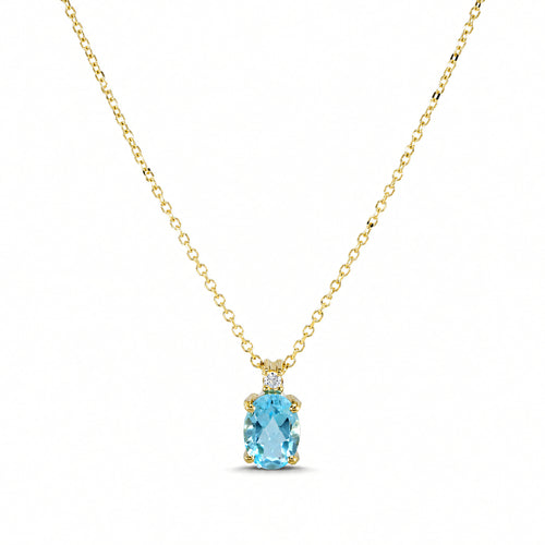 Collier 585 Gelbgold Topas-Anhänger mit Zirkonia – Splendido – product photo
