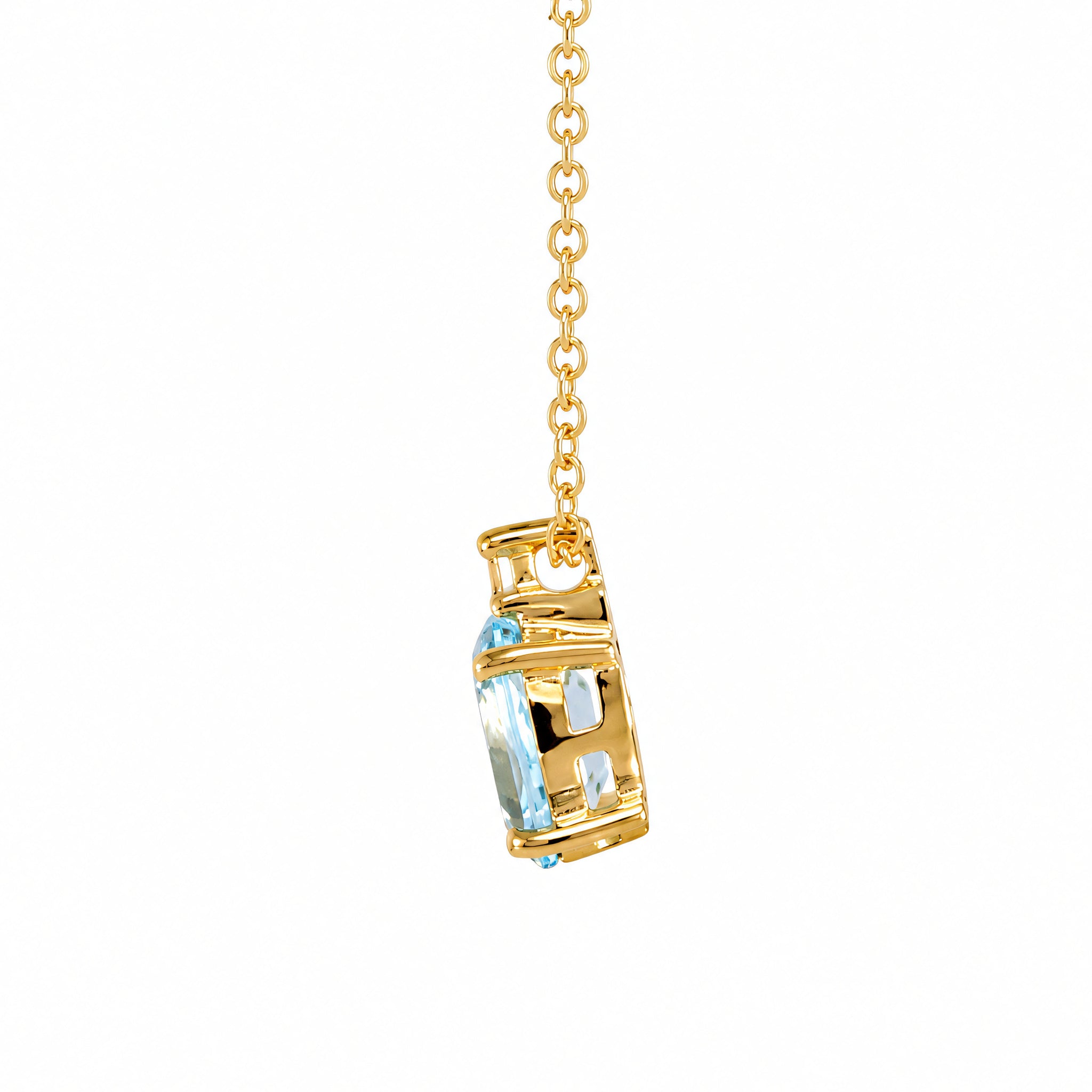 Collier 585 Gelbgold Topas-Anhänger mit Zirkonia – Splendido – macro detail