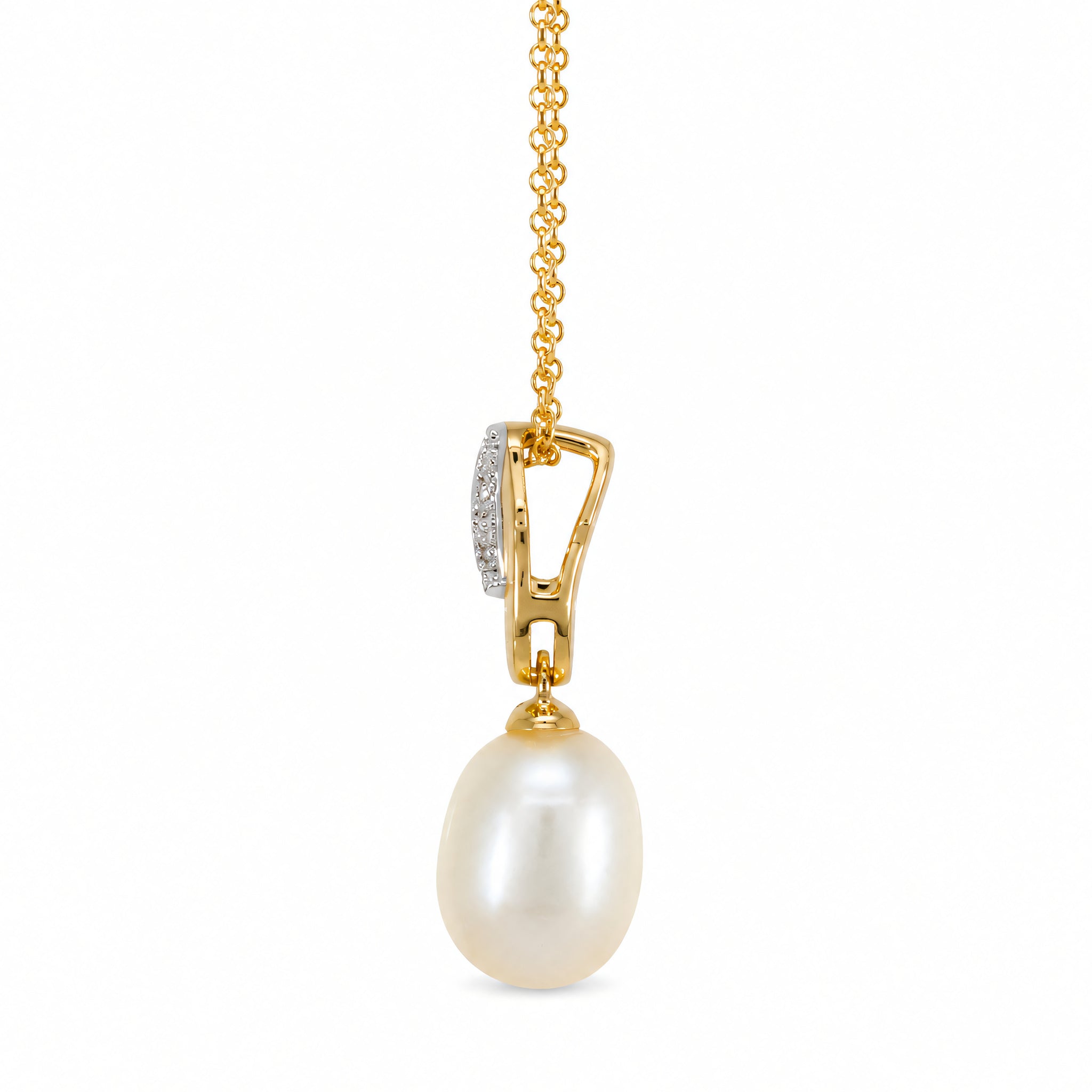 Collier 585 Gelbgold Perle Brillant – Splendido – seitliche Ansicht