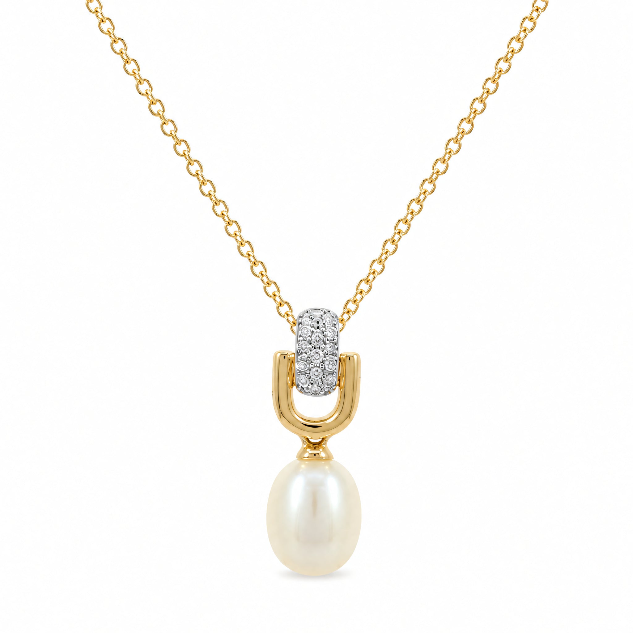Collier 585 Gelbgold Perle Brillant 3 — Splendido