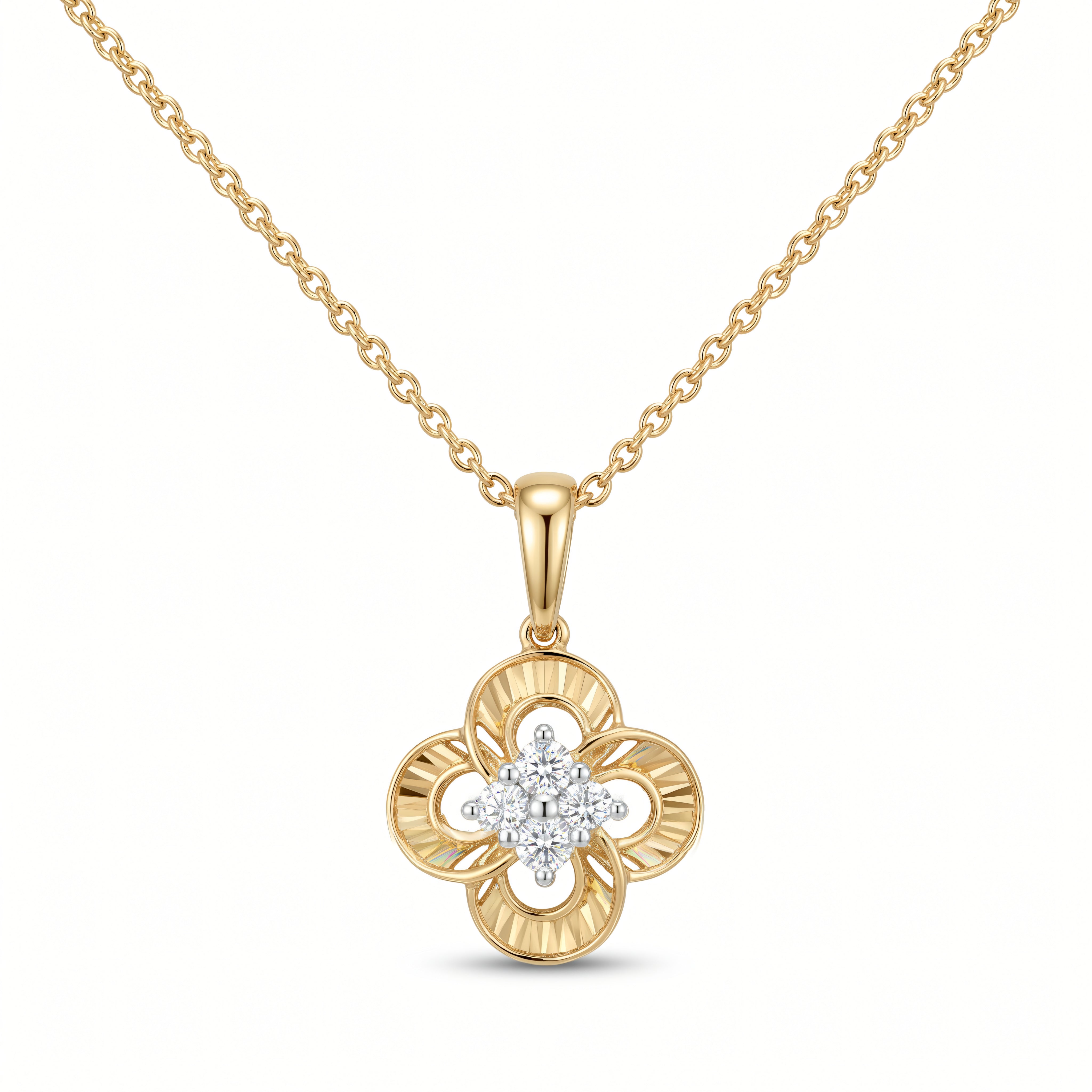 Collier 585 Gelbgold 3D-Anhänger mit Brillant 0,09 ct | Splendido Schmuck