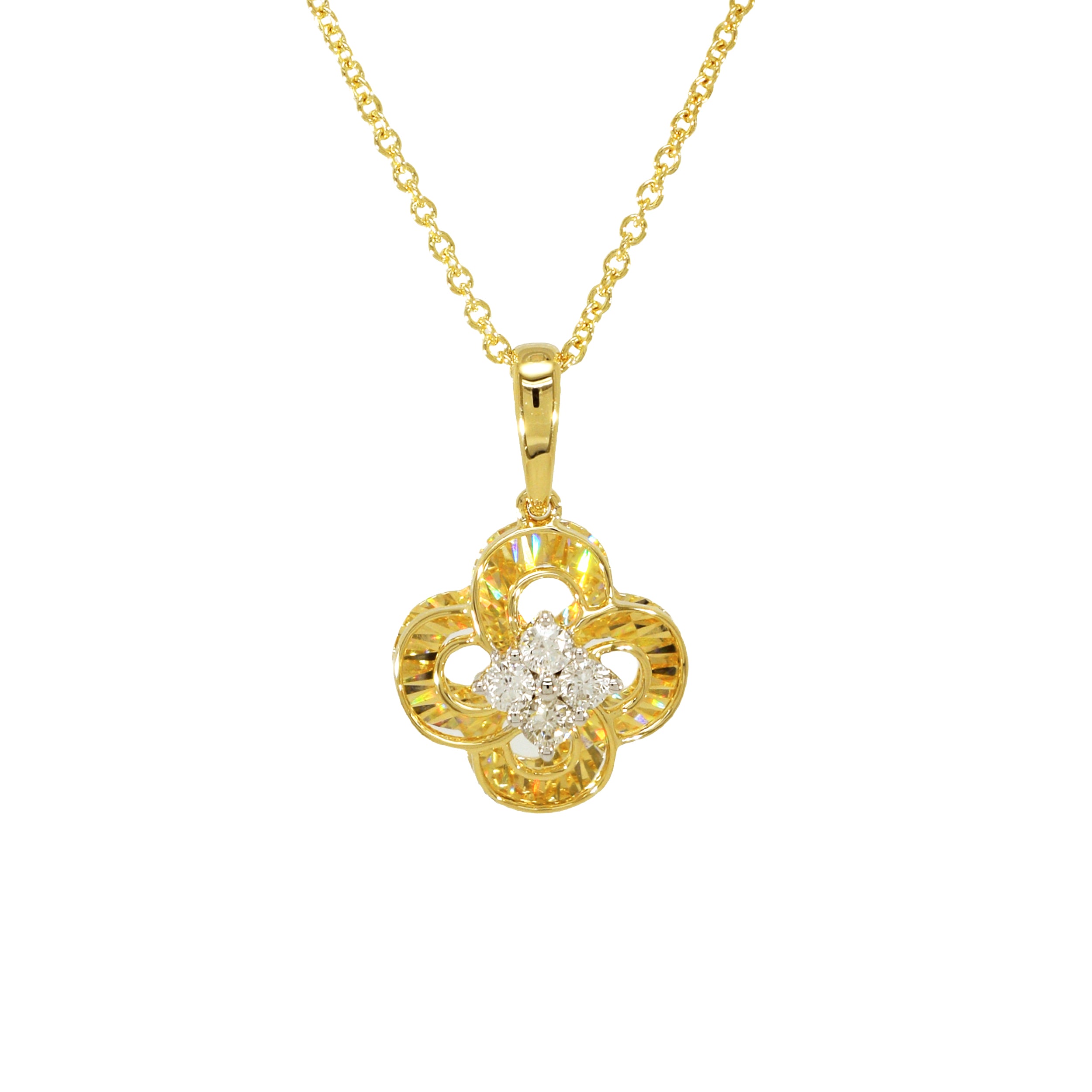 Collier 585 Gelbgold 3D-Anhänger mit Brillant 0,09 ct | Splendido Schmuck