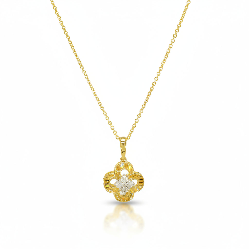Collier 585 Gelbgold 3D-Anhänger mit Brillant 0,09 ct | Splendido Schmuck