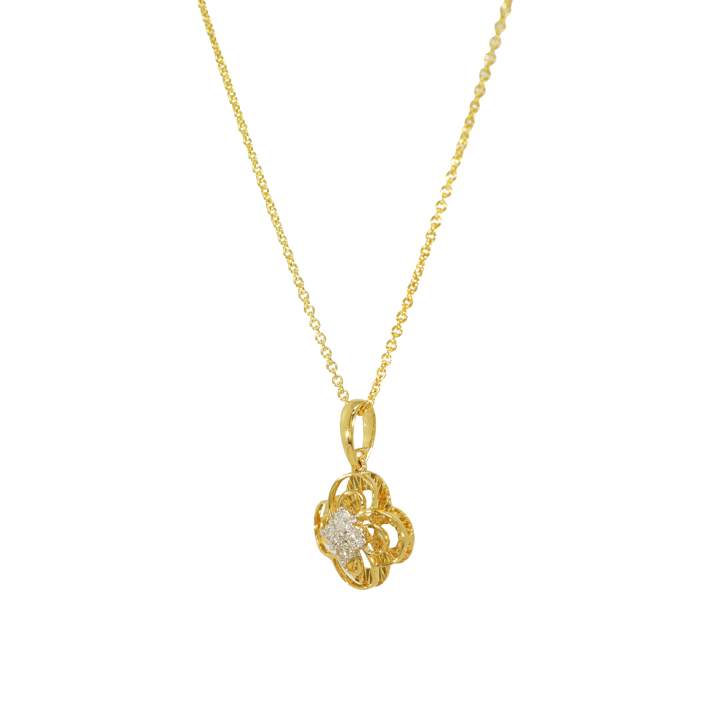 Collier 585 Gelbgold 3D-Anhänger mit Brillant 0,09 ct | Splendido Schmuck