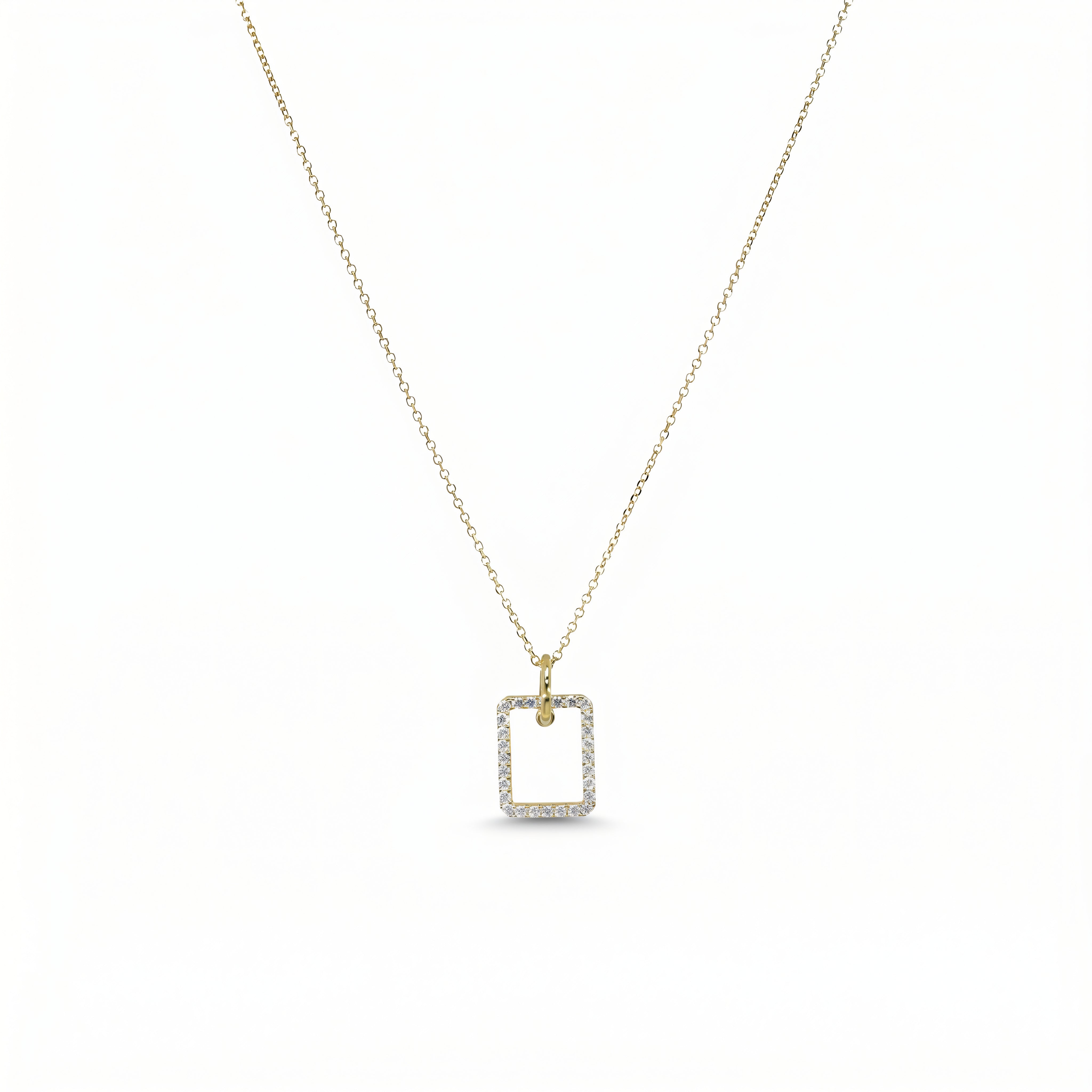 Halskette 585 Gelbgold Zirkonia Rechteck-Anhänger – Splendido – product photo