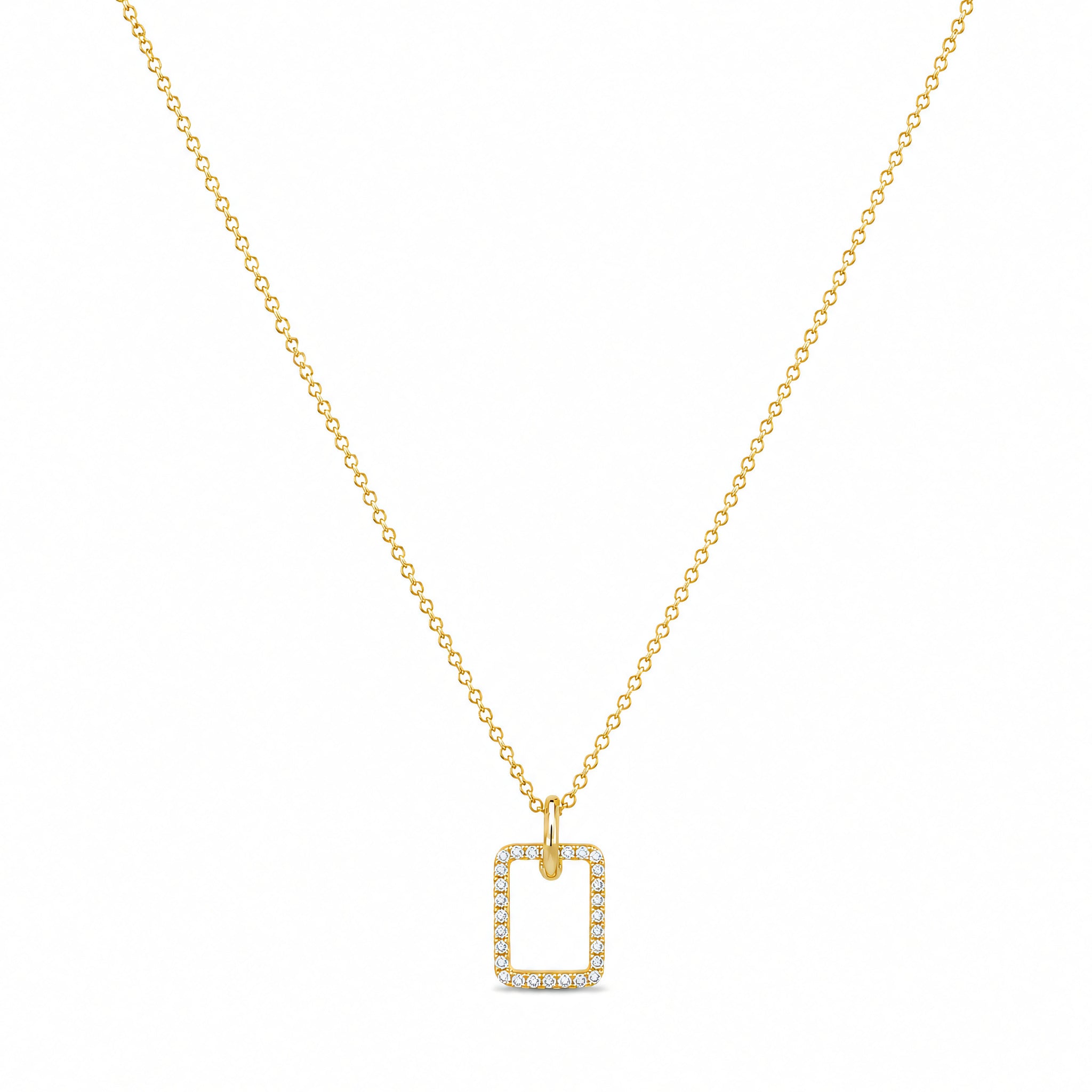 Halskette 585 Gelbgold Zirkonia Rechteck-Anhänger – Splendido – product photo