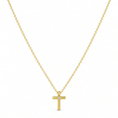 Collier 585 Gelbgold Kreuz Brillant 0,01 ct – Splendido – product photo