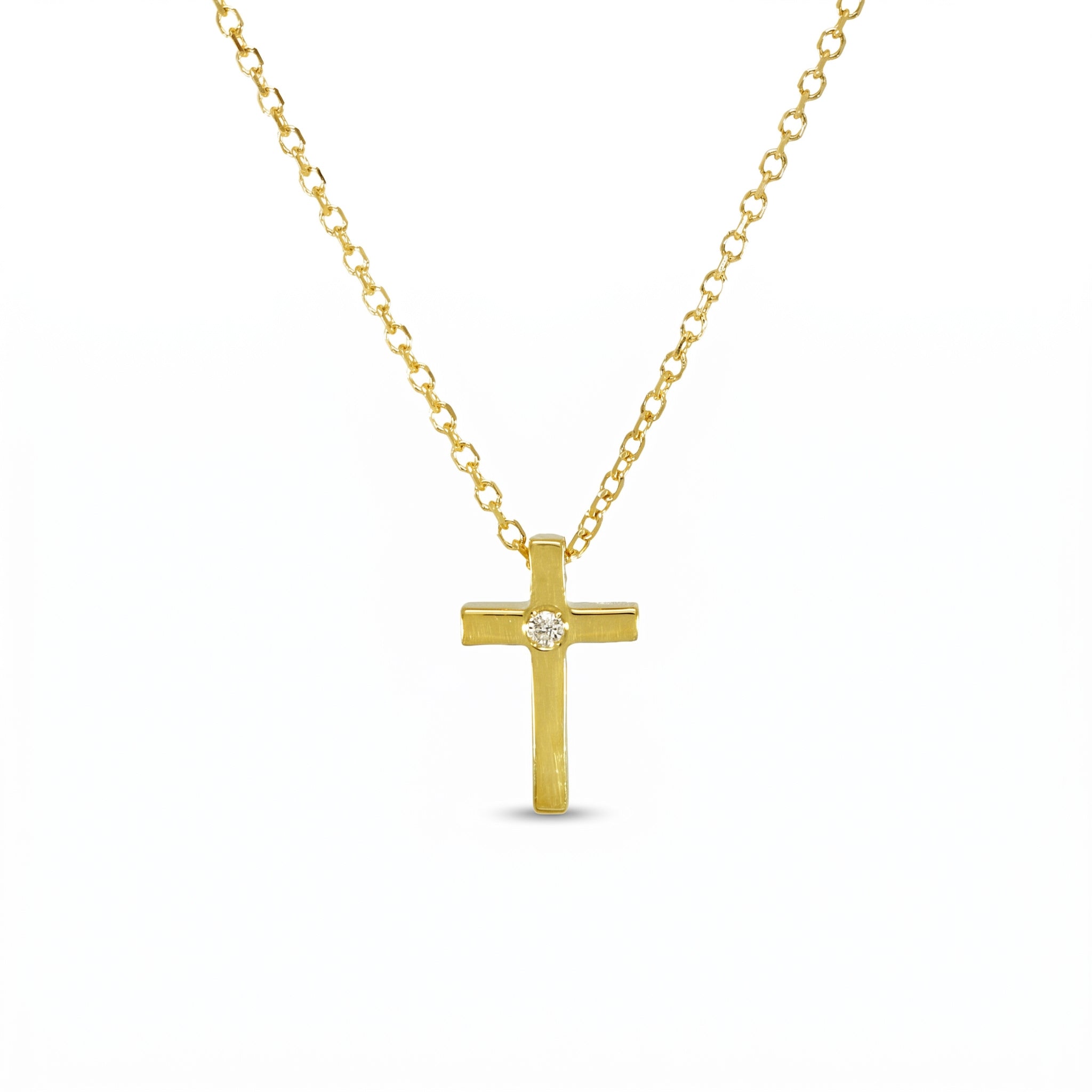 Collier 585 Gelbgold Kreuz Brillant 0,01 ct – Splendido – product photo