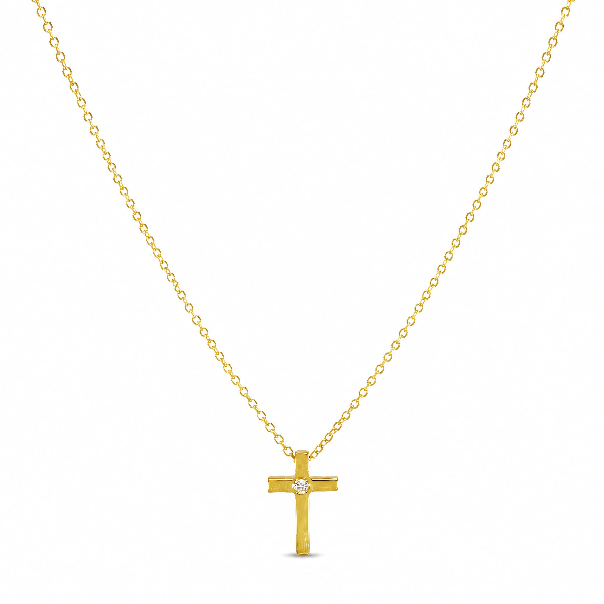 Collier 585 Gelbgold Kreuz Brillant 0,01 ct | Splendido Schmuck