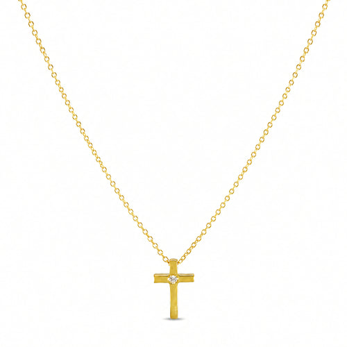 Collier 585 Gelbgold Kreuz Brillant 0,01 ct | Splendido Schmuck