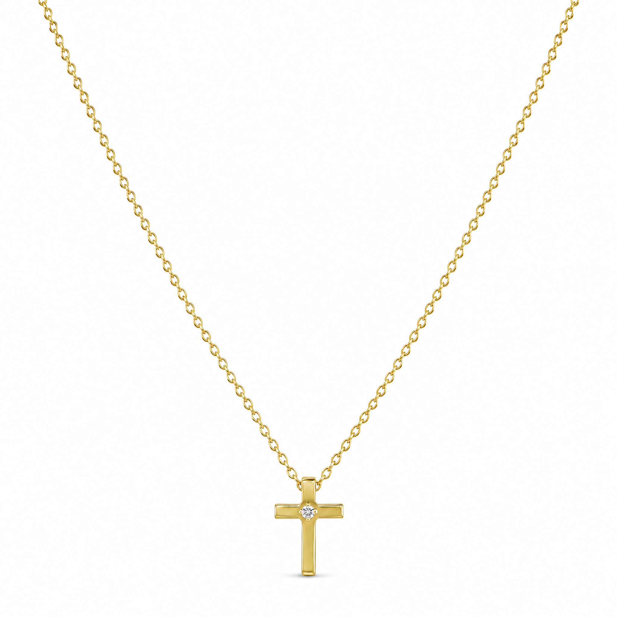 Collier 585 Gelbgold Kreuz Brillant 0,01 ct – Splendido – product photo