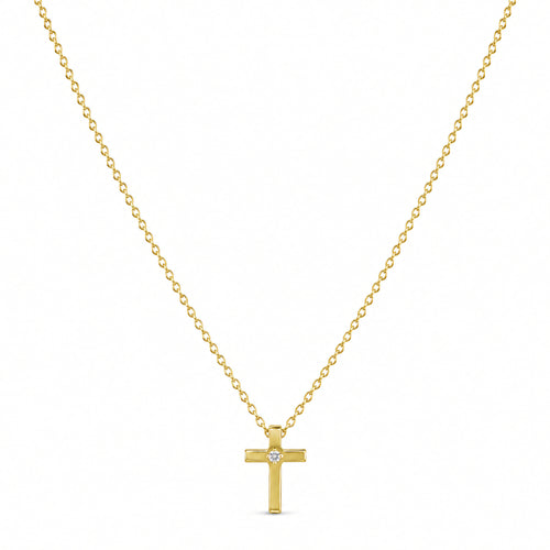Collier 585 Gelbgold Kreuz Brillant 0,01 ct – Splendido – product photo