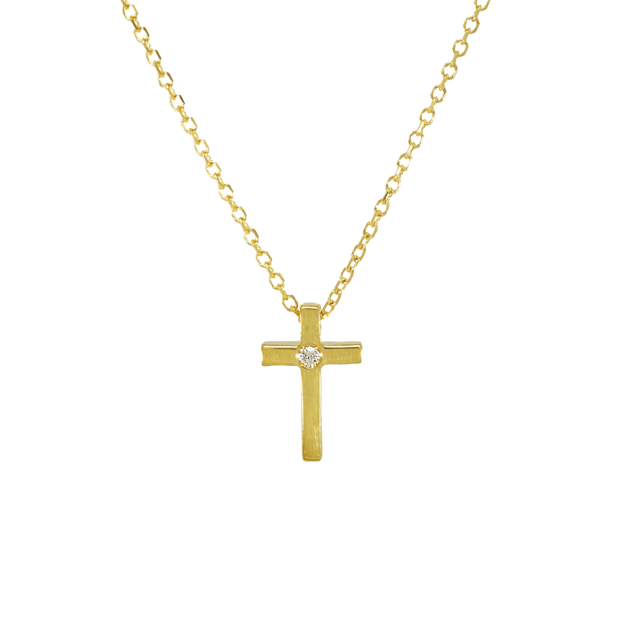 Collier 585 Gelbgold Kreuz Brillant 0,01 ct | Splendido Schmuck