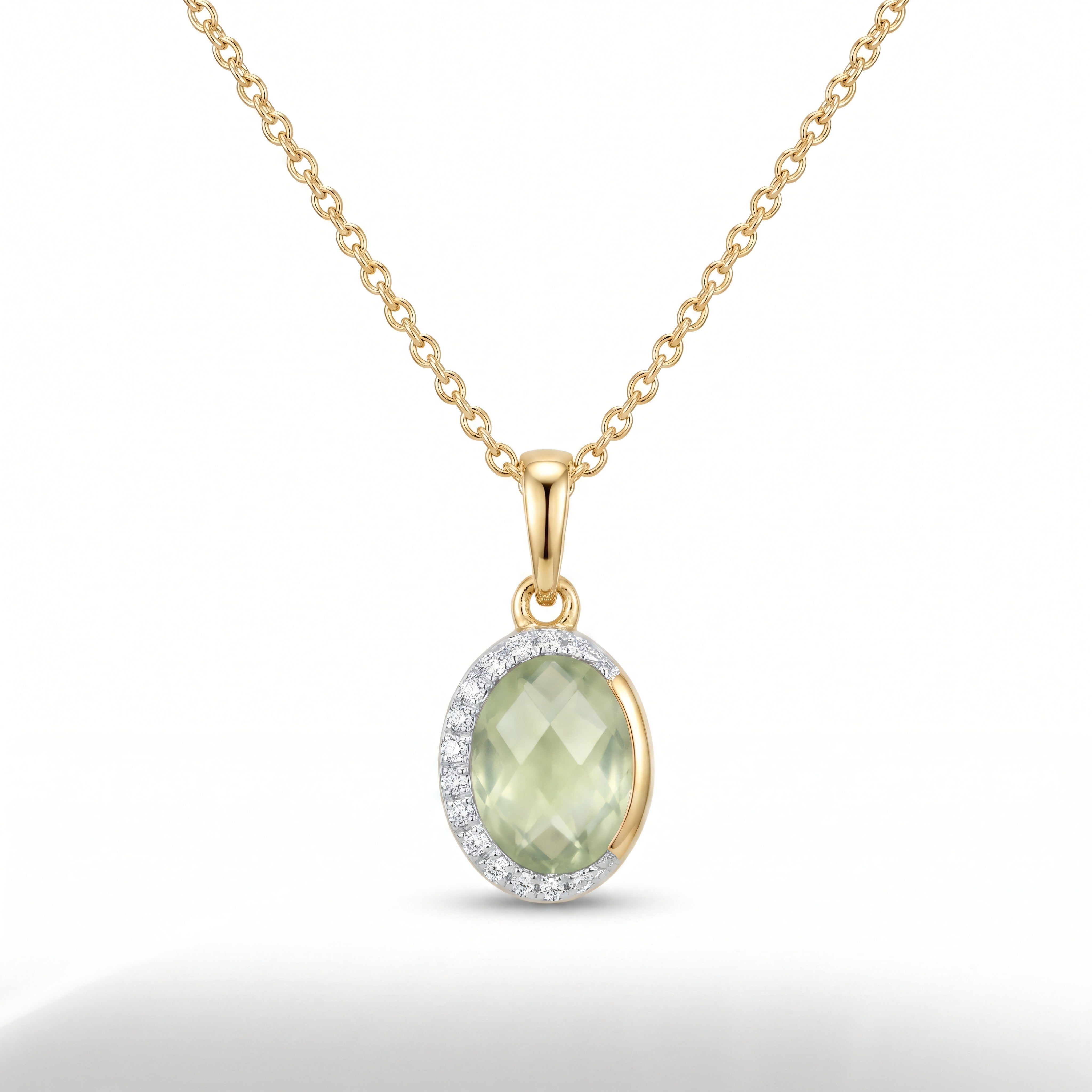 Halskette 585 Gelbgold Peridot Brillant-Halo – Splendido – product photo