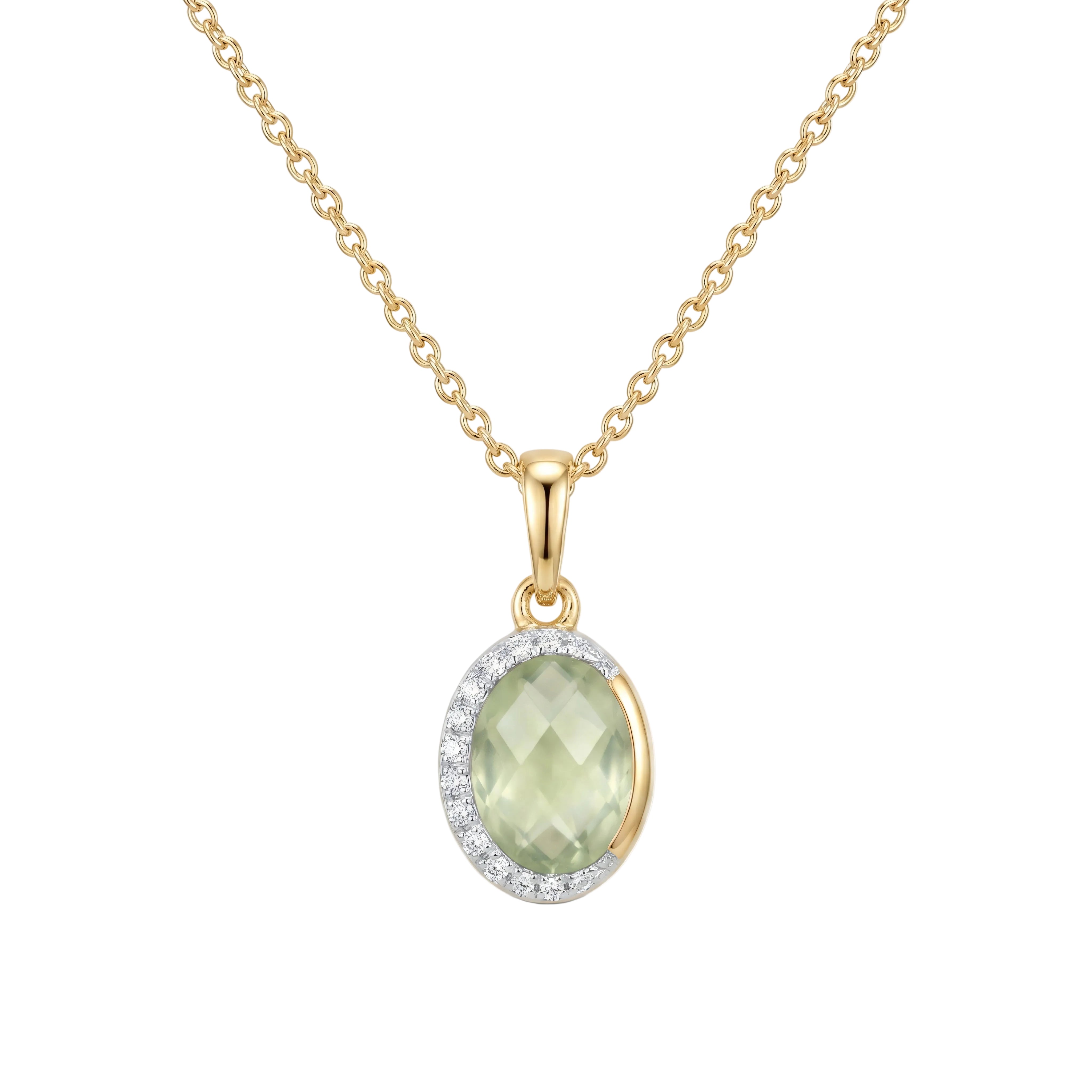 Halskette 585 Gelbgold Peridot Brillant-Halo – Splendido – product photo
