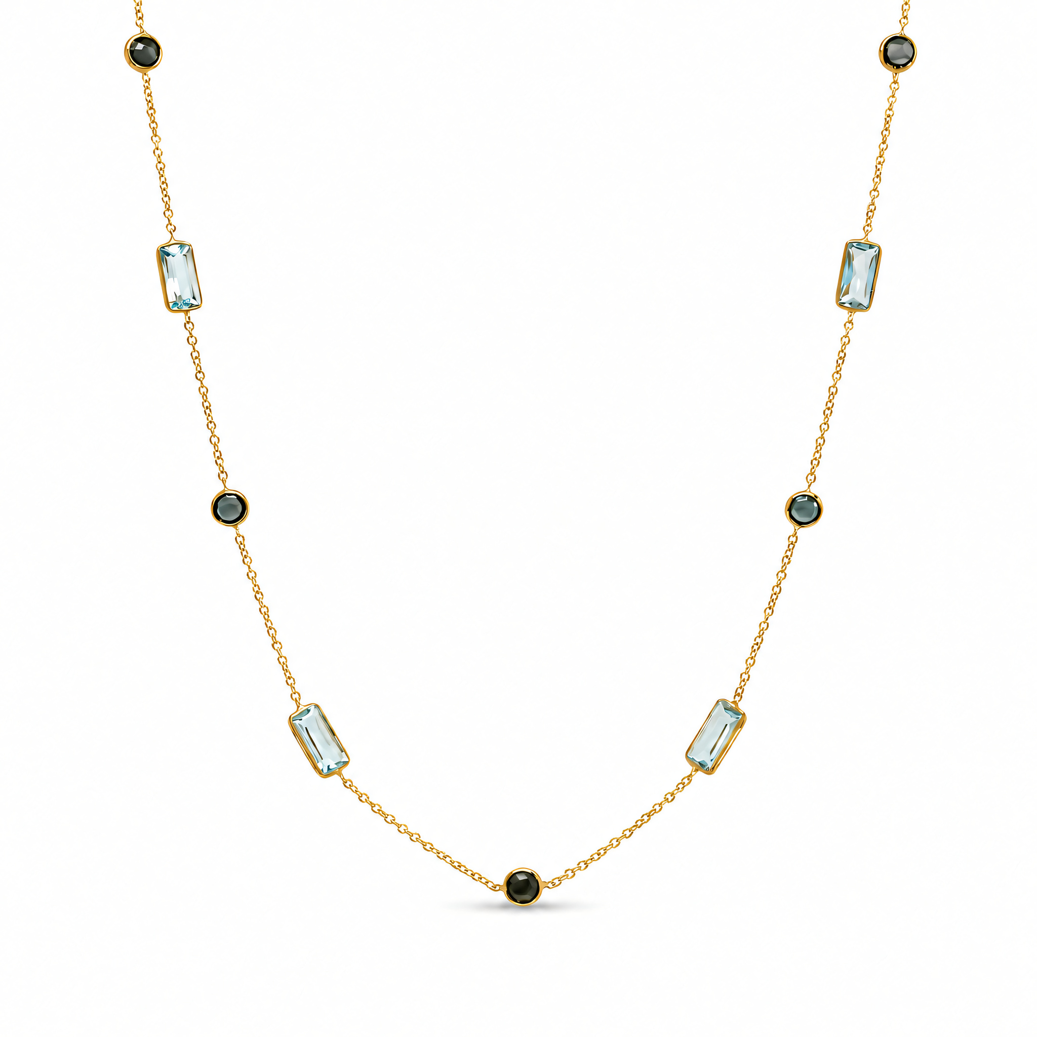 Halskette 585 Gelbgold Topas London Blue Station | Splendido Schmuck