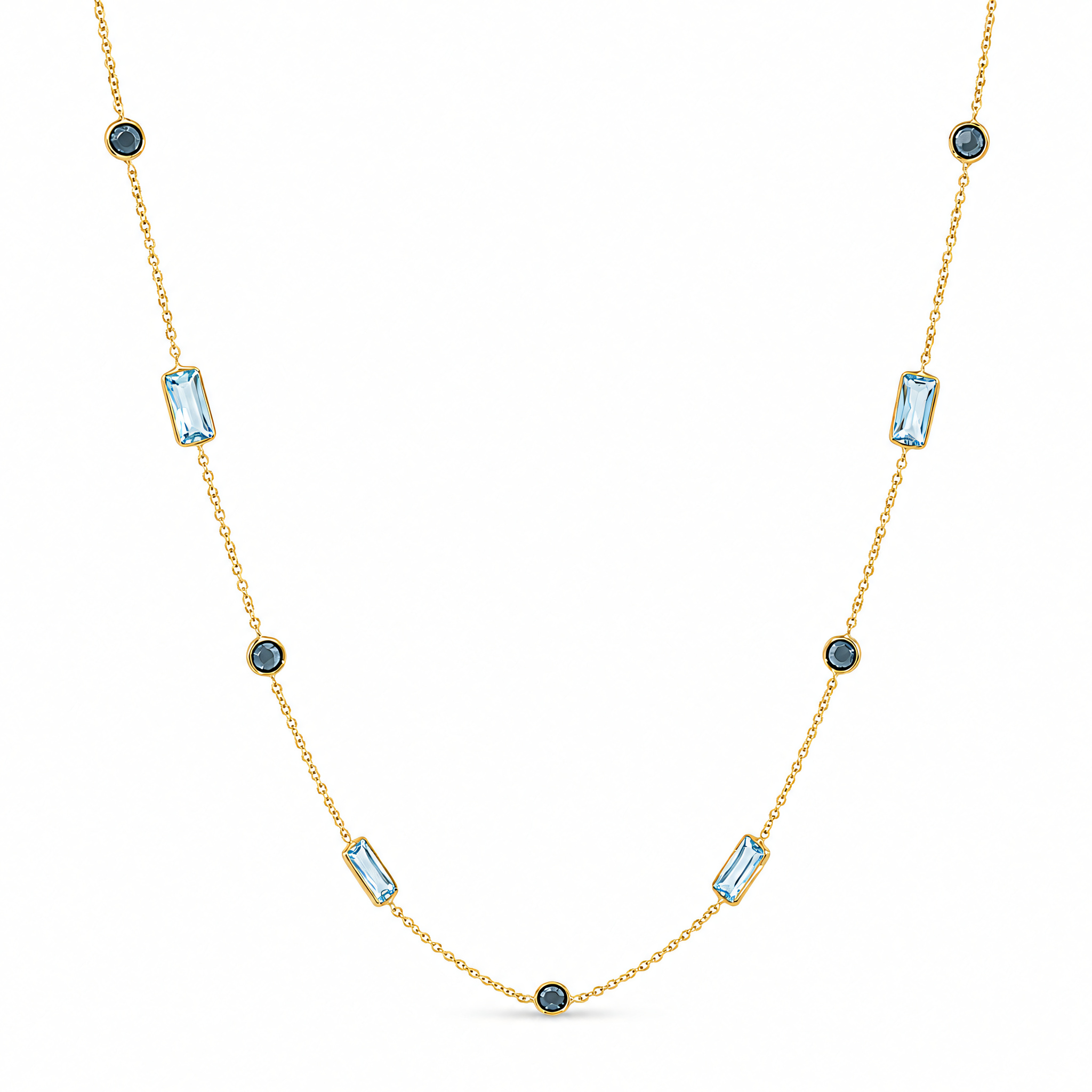 Halskette 585 Gelbgold Topas London Blue Station | Splendido Schmuck