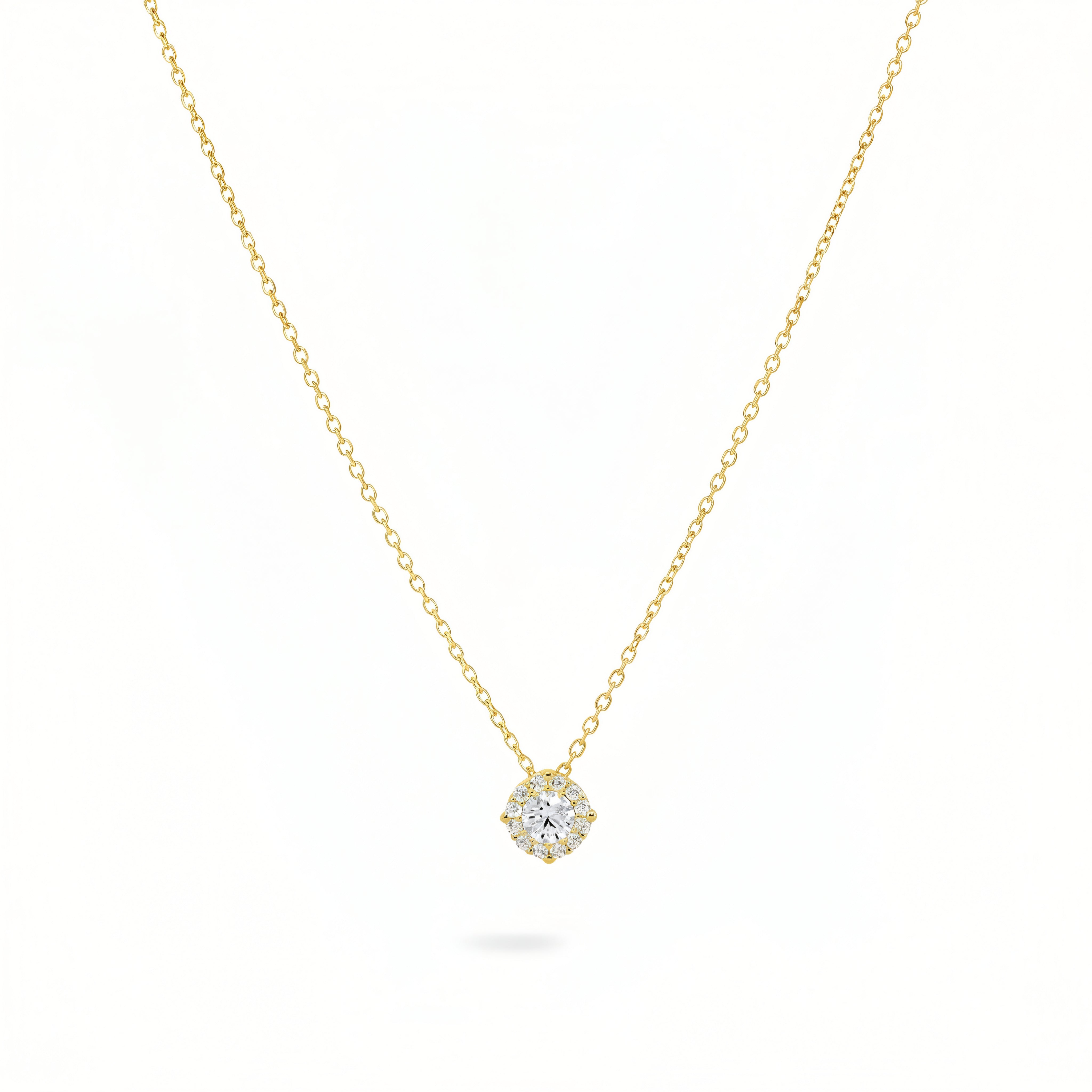 Halskette 585 Gold Zirkonia Hauptstein Krappenfassung – Splendido – product photo