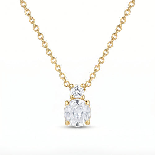 Collier 585 Gelbgold Zirkonia-Anhänger in 4-Krappen-Fassung | Splendido Schmuck