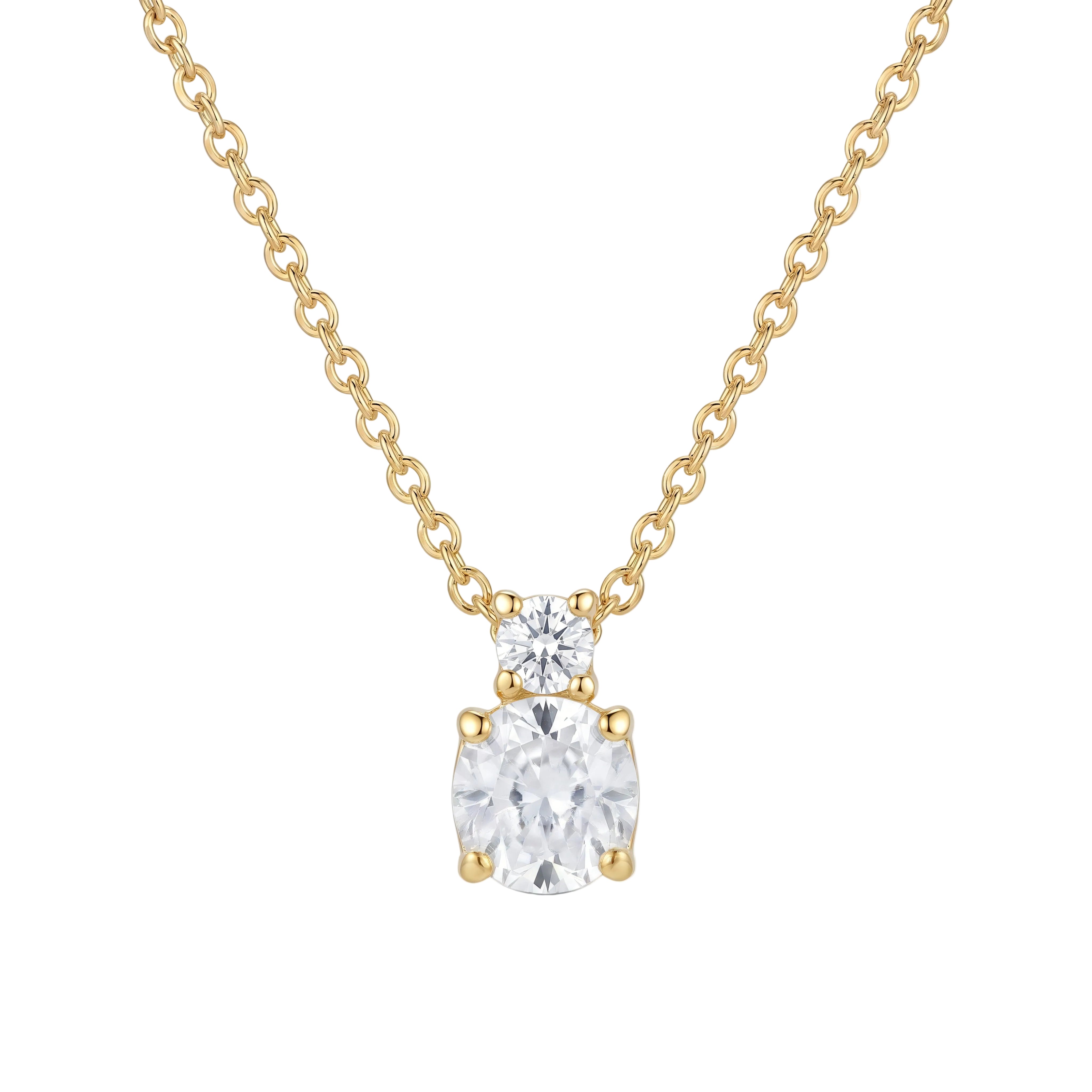 Collier 585 Gelbgold Zirkonia-Anhänger in 4-Krappen-Fassung | Splendido Schmuck