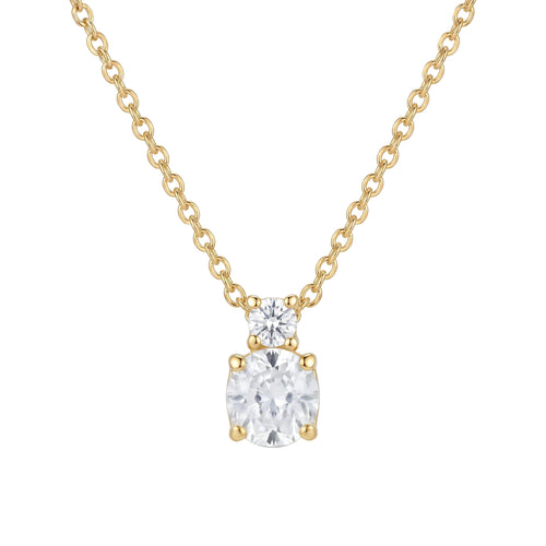 Collier 585 Gelbgold Zirkonia-Anhänger in 4-Krappen-Fassung | Splendido Schmuck