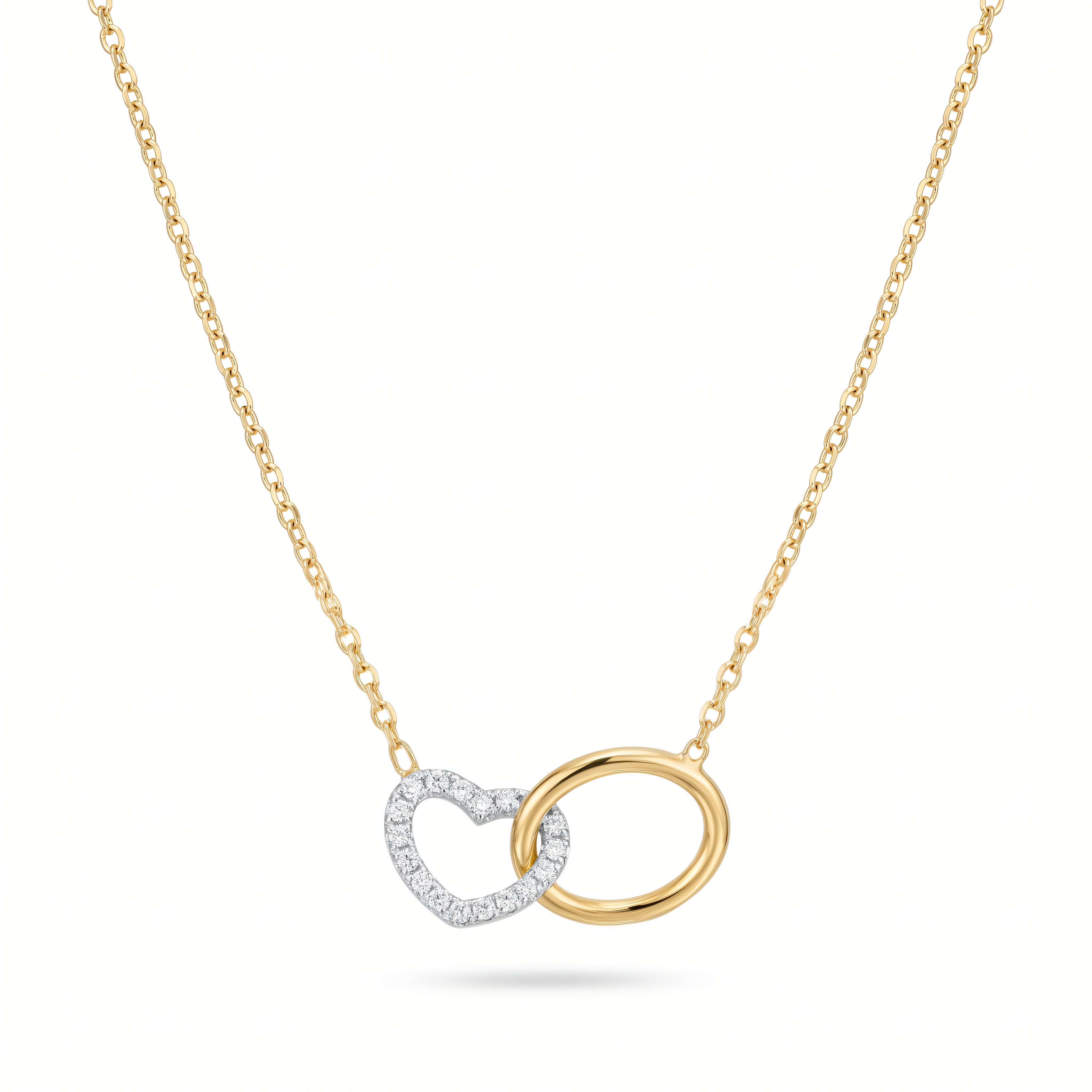 Halskette 585 Gelbgold Zirkonia Herzanhänger mit Kreis – Splendido – productfoto