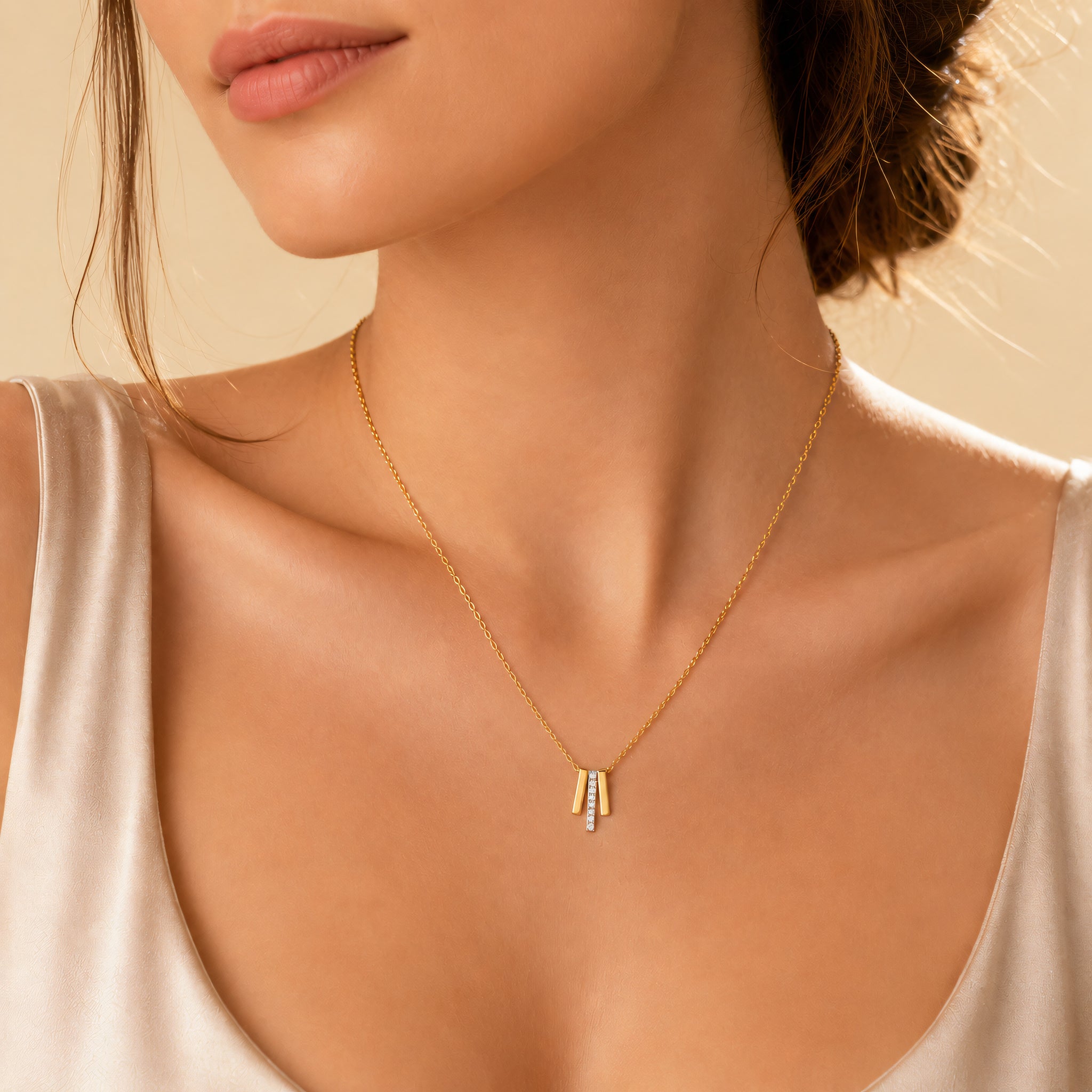 Halskette 585 Gelbgold Zirkonia bewegliche Anhänger | Splendido Schmuck