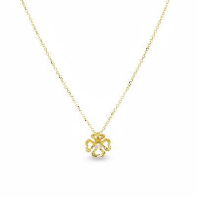 Collier 585 Gelbgold Blüten-Anhänger mit Zirkonia – Splendido – zdjęcie produktu