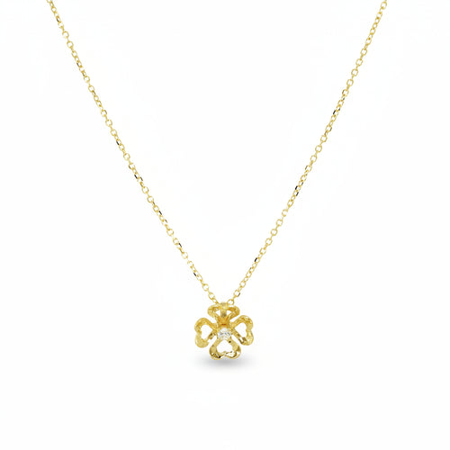 Collier 585 Gelbgold Blüten-Anhänger mit Zirkonia – Splendido – productfoto