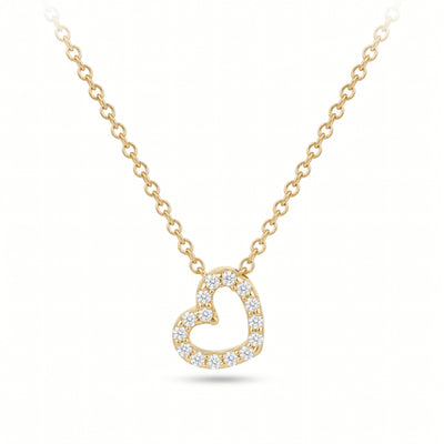 Halskette 585 Gold Zirkonia offener Herzanhänger – Splendido – zdjęcie produktu