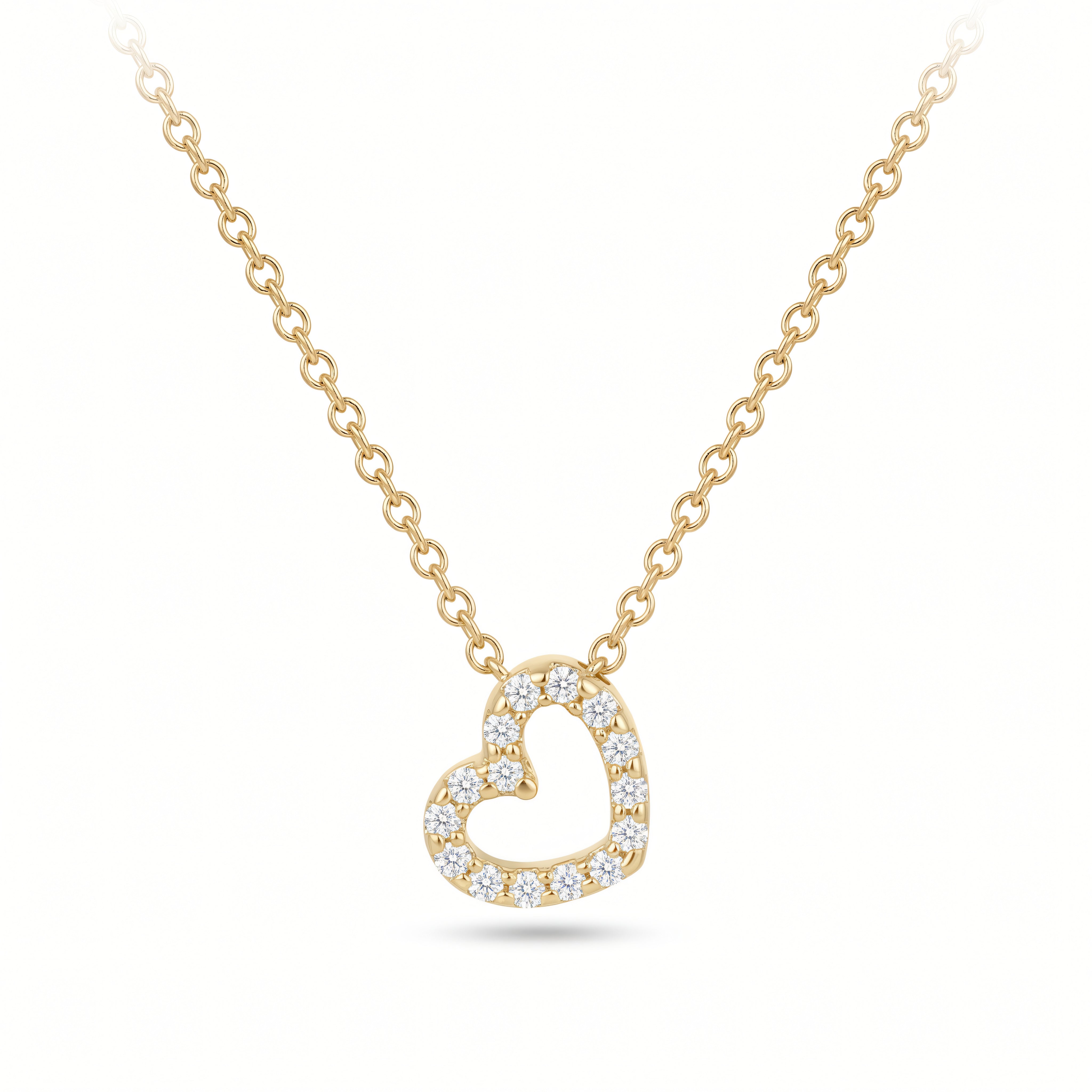 Halskette 585 Gold Zirkonia offener Herzanhänger – Splendido – product photo