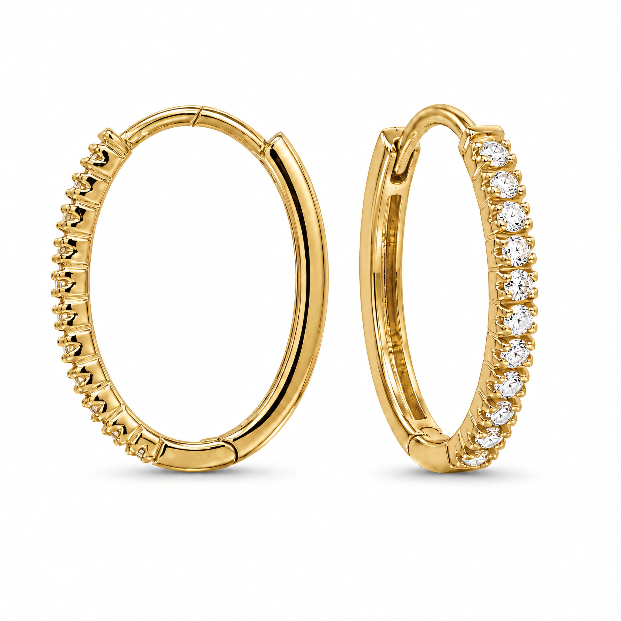 Creolen 585 Gelbgold Brillantenreihe 0,22 ct Klappverschluss | Splendido Schmuck