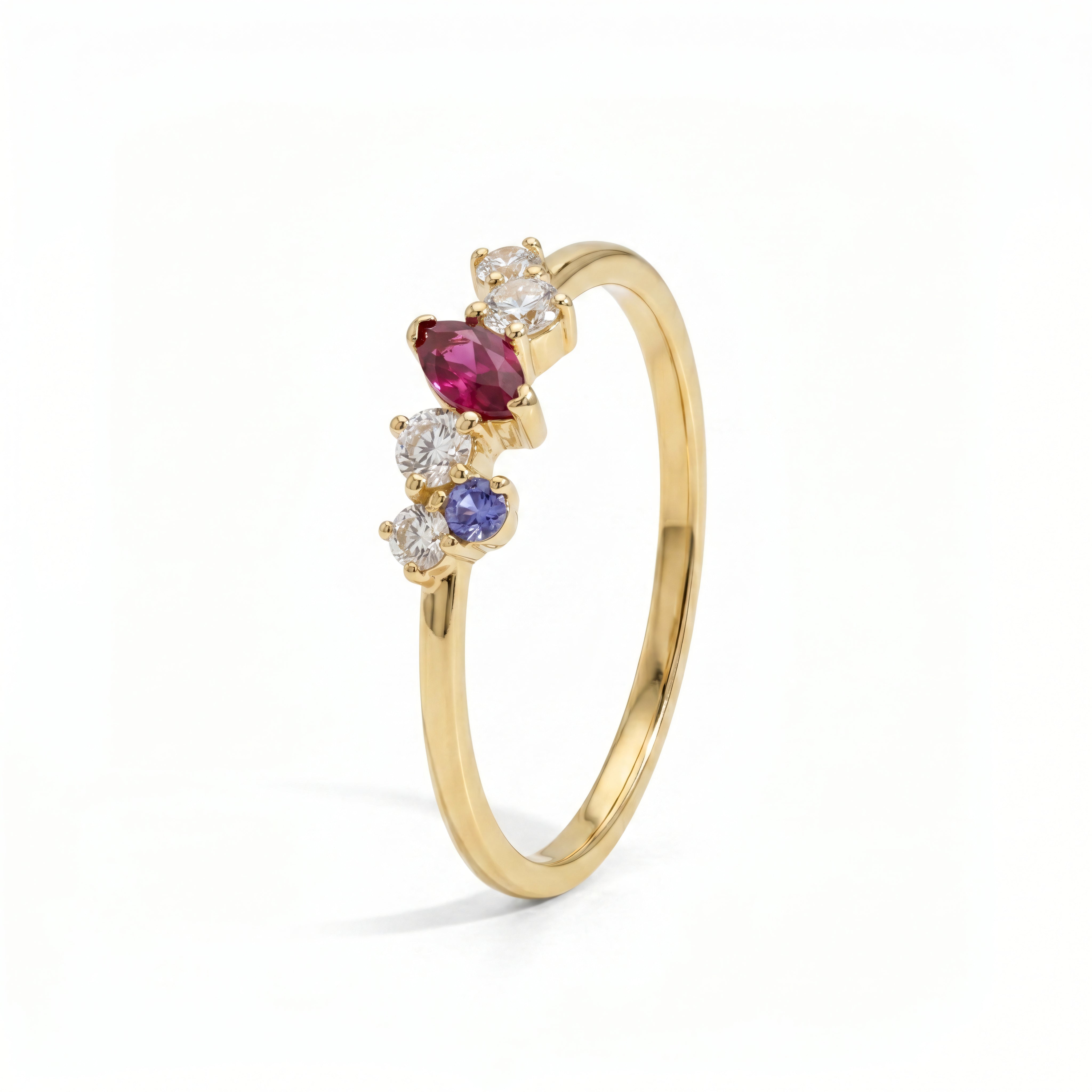 Ring 585 Gelbgold Zirkonia dreifarbig – Splendido – foto producto