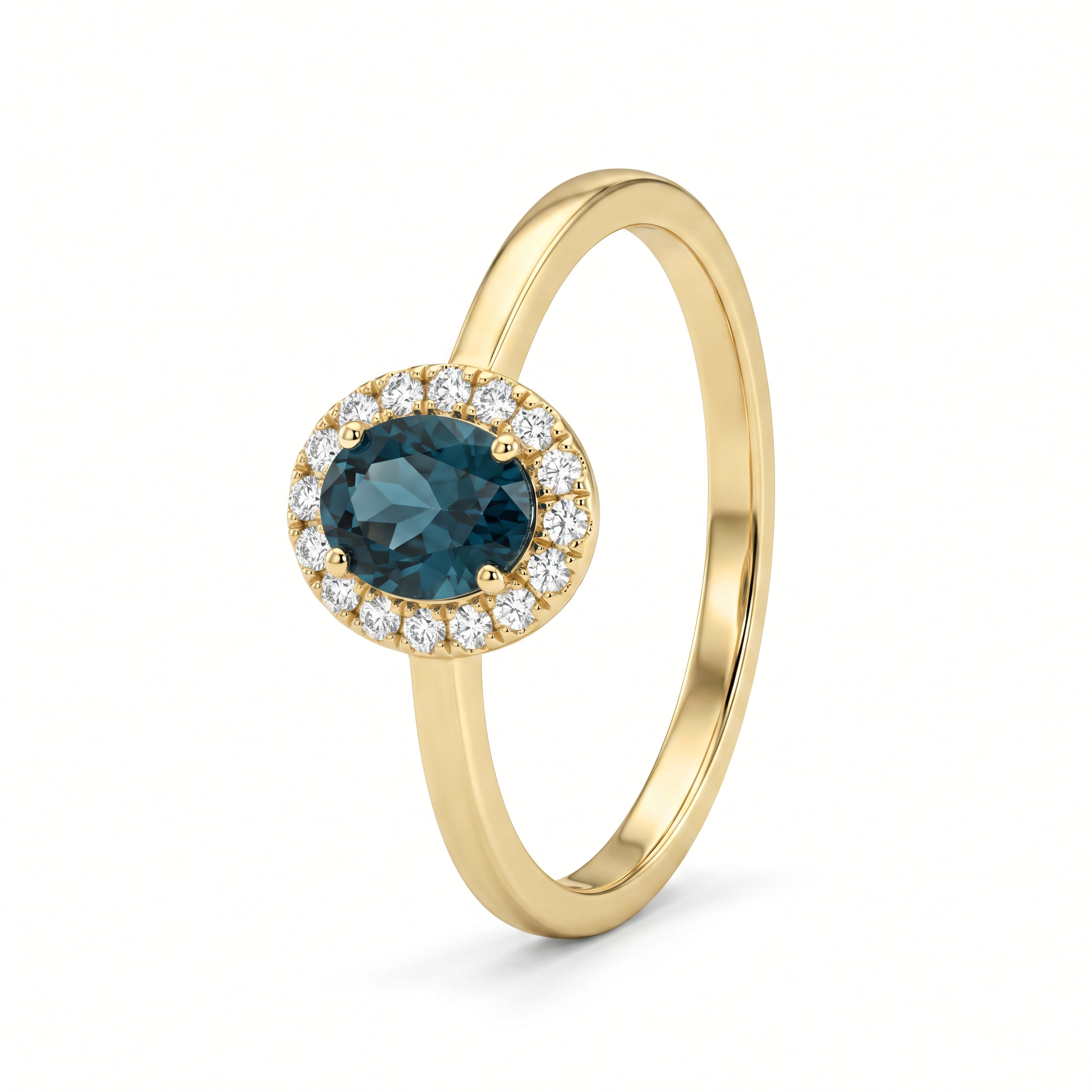 Ring 585 Gelbgold London Blue Topas Brillanten 0,09 ct | Splendido Schmuck