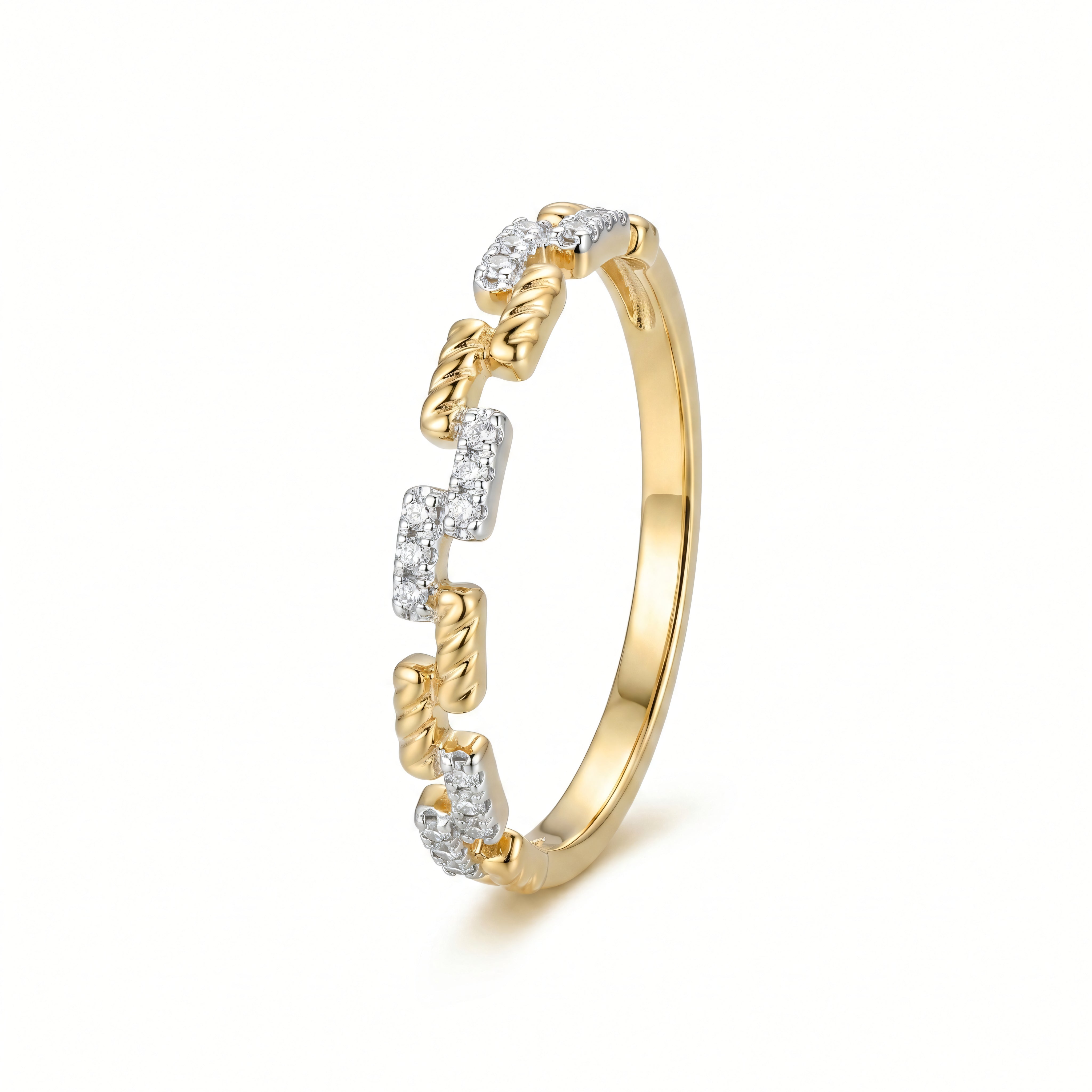 Ring 585 Gelbgold Linienmuster mit Brillant 0,08 ct – Splendido – product photo