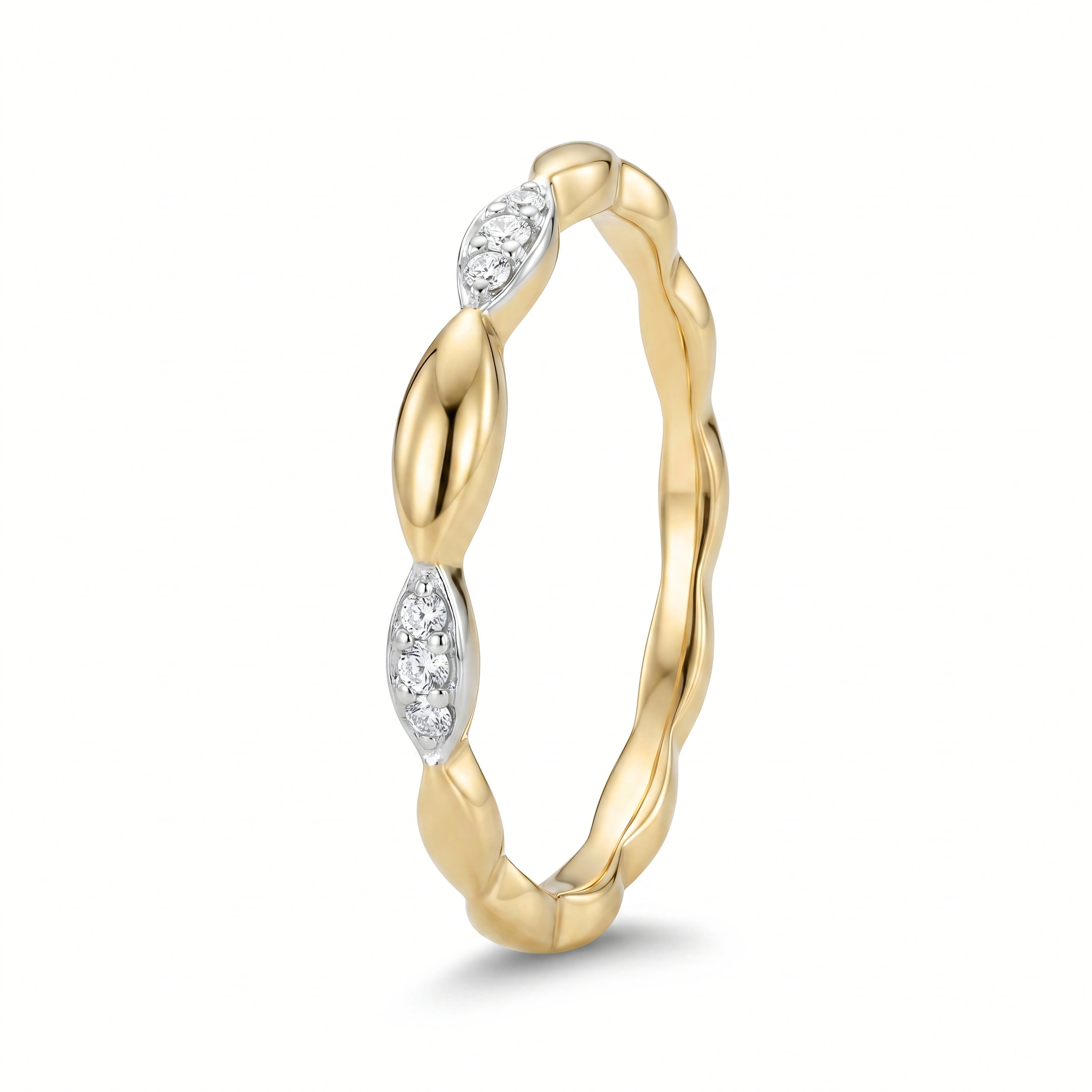Ring 585 Gelbgold Brillanten Blatt-Muster 0,07 ct | Splendido Schmuck