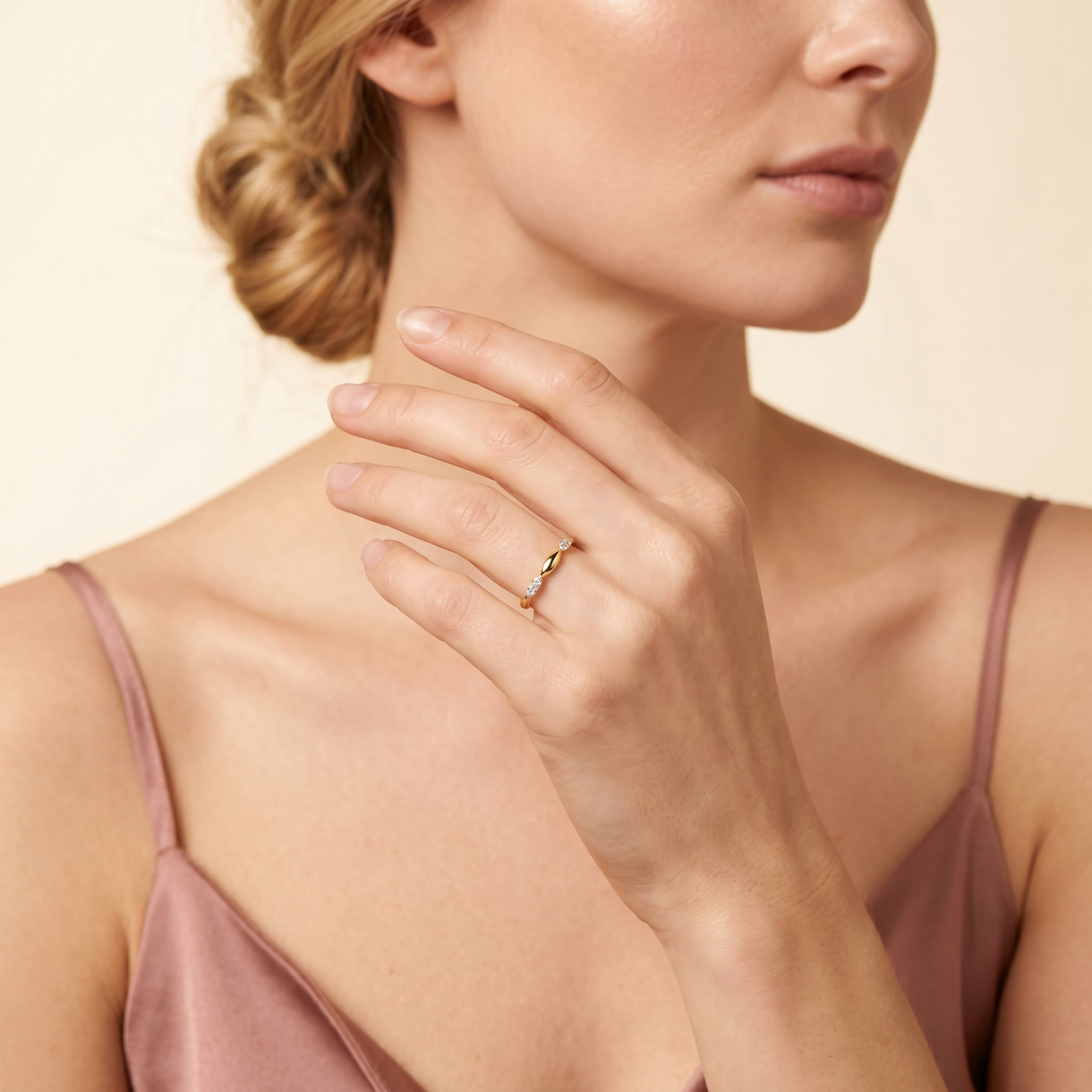 Ring 585 Gelbgold Brillanten Blatt-Muster 0,07 ct | Splendido Schmuck