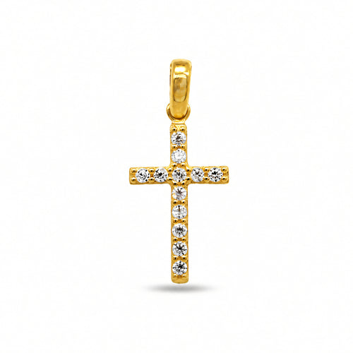 Anhänger 585 Gelbgold Kreuz Zirkonia besetzt | Splendido Schmuck