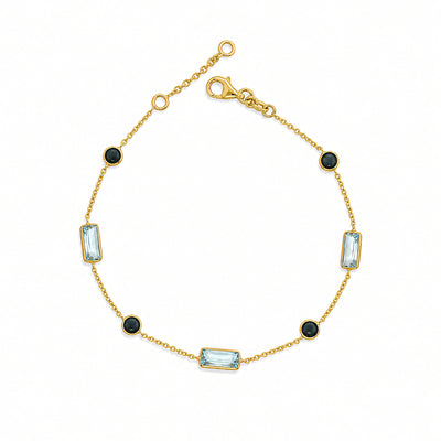 Armband 585 Gelbgold Topas London Blue Station-Design | Splendido Schmuck