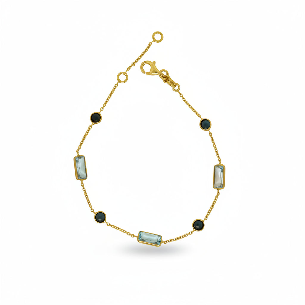 Armband 585 Gelbgold Topas London Blue Station-Design – Splendido – product photo