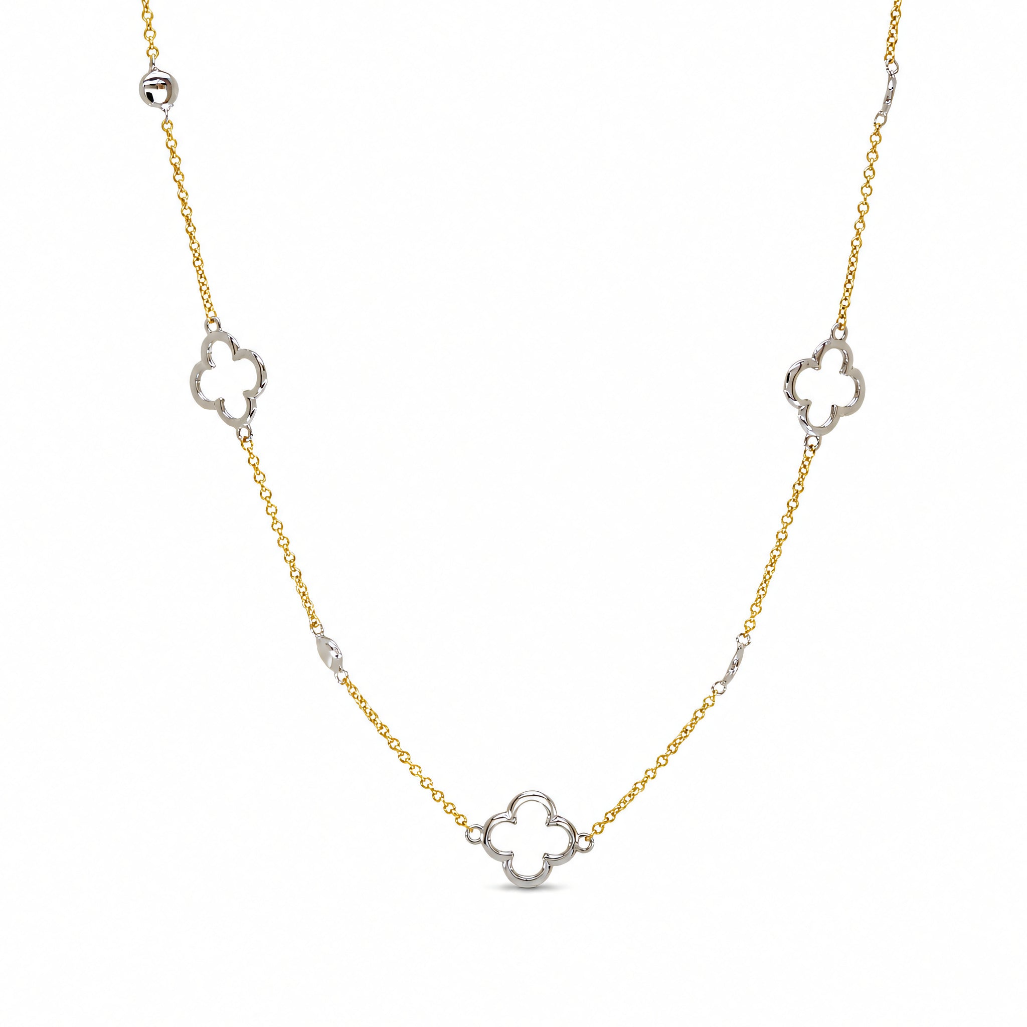 Halskette 585 Gelbgold Vierblattmotiv weiß – Splendido – photo produit